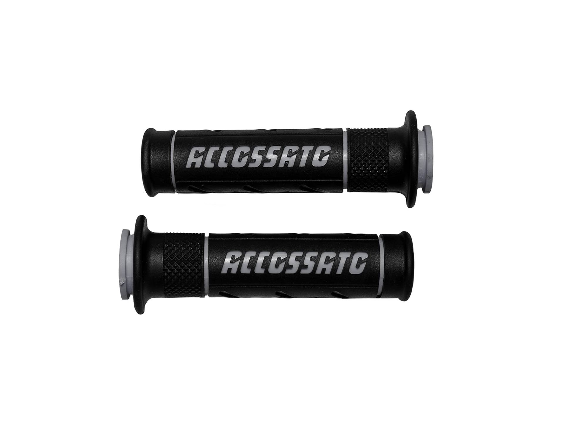 1 Paar Knöpfe aus 2-Komponenten-Gummi, schwarz, mit farbigem Accossato Schriftzug für MV Agusta Brutale 675 von 2012 bis 2017, CC 675 von ACCOSSATO