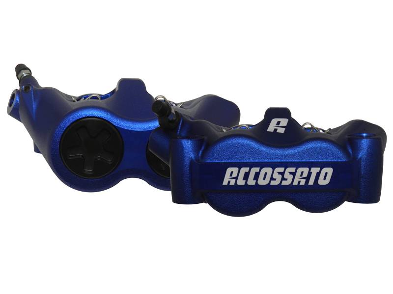 1 Paar Radiale Bremssattel Accossato geschmiedet Monoblock Radstand 100 mm mit Aluminiumkolben, inklusive ZXC-Bremsbeläge für Benelli TnT 899 von 2012 bis 2014, 899 cc von ACCOSSATO