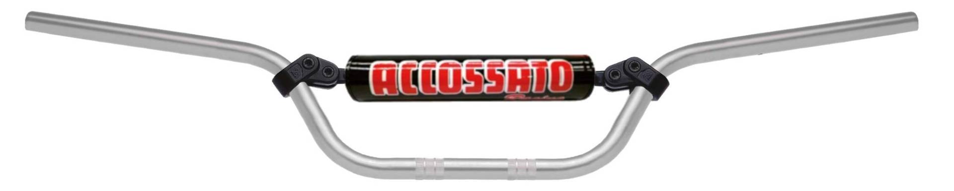 Accossato Lenker Made in Italy MX-Enduro D.22, Kawasaki >KX-F 250 cc (2006-2018), Farbe Silber, mit Querstange und Stoßfänger schwarz (SH1N) von ACCOSSATO