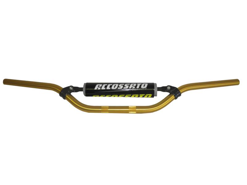 Accossato Lenker aus eloxiertem Aluminium, goldfarben, mit Schläger+Stoßfänger für Kawasaki KX-F ab 2006 bis 2018 (CC 250), mittlere Höhe von ACCOSSATO