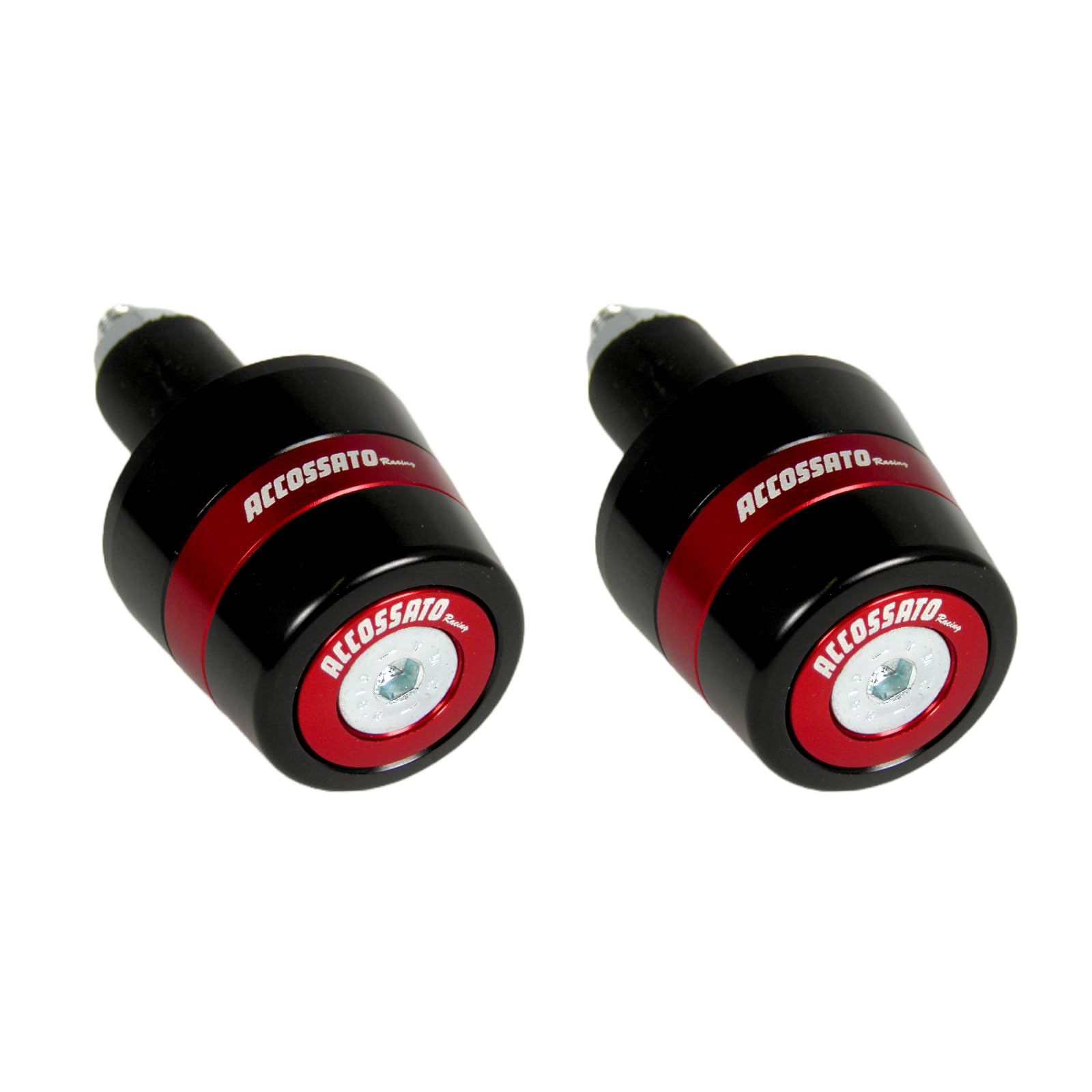 Paar Accossato Gegengewichte mit rotem Einsatz für Lenker mit Innenloch von 12 mm bis 20 mm für Aprilia Dorsoduro 750 Factory ab 2010 bis 2013 (CC 750) von ACCOSSATO