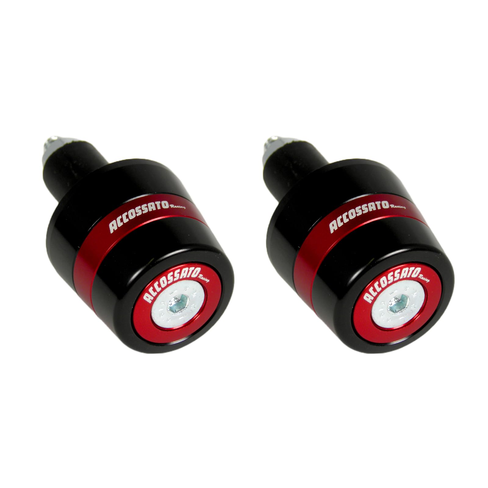 Paar Accossato Gegengewichte mit rotem Einsatz für Lenker mit Innenloch von 12 mm bis 20 mm für Yamaha TDM 900 2002 bis 2010 (CC 900) von ACCOSSATO