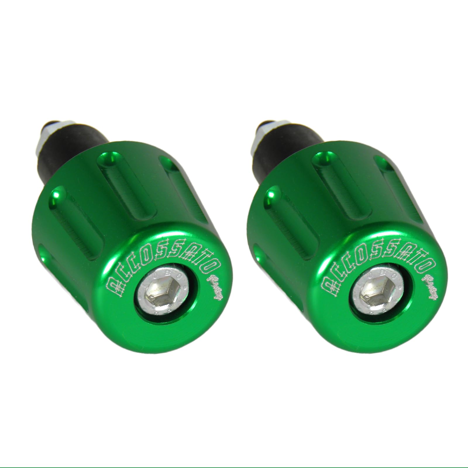 Paar grüne Beschwerungsgewichte Accossato für Lenker mit Innenloch von 12 mm bis 20 mm für Yamaha Xj6-N von 2010 bis 2015 (CC 600) von ACCOSSATO