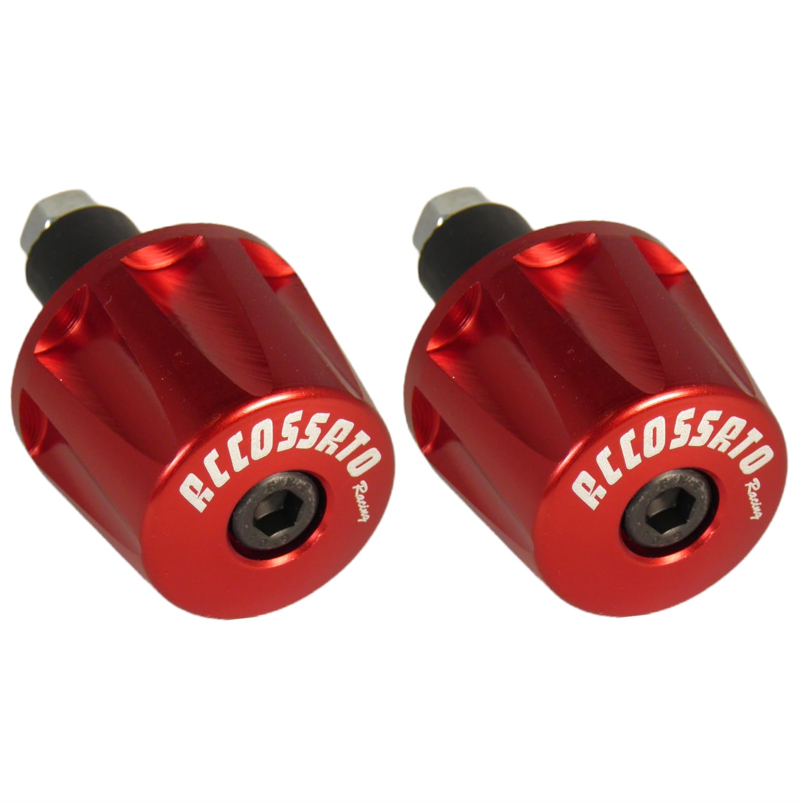 Paar rote Accossato Gegengewichte für Lenker mit Innenloch von 12 mm bis 20 mm für Benelli TNT 1130 R160 von 2010 bis 2014 (CC 1130) von ACCOSSATO