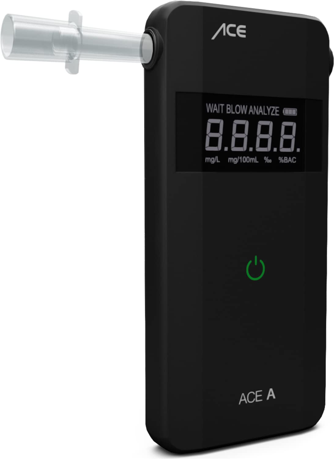 ACE A Alkotester - digitaler Alkohol-/Promilletester - Alkoholtester mit elektrochemischem Sensor und 1-Knopf-Bedienung, Schwarz von ACE