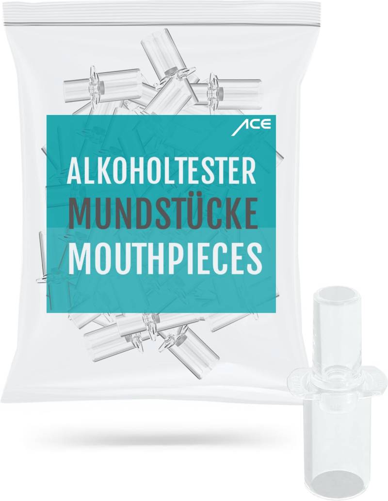 ACE Mundstücke für die Alkoholtester AF-33, A, Q und X - Packung mit 100 Promilletester-Mundstücken - 100er Mundstück-Packung von ACE