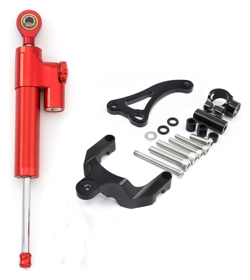 Dämpfer Stabilisator Für GSX750 GSXS750 2017-2023 CNC-Motorrad-Lenkungsdämpfer-Stabilisator-Puffer-Steuerstange Mit Montagehalterungs-Unterstützungssatz Lenkungsdämpfer(rot) von ACEBSBGGAP