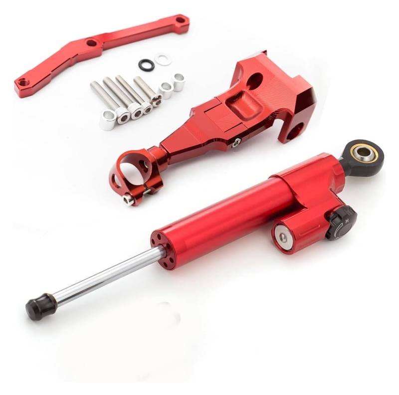 Dämpfer Stabilisator Für MT-09 FZ09 (Nicht Für Tracer) 2013-2020 XSR 900 2015-2020 CNC-Lenkungsdämpfer-Stabilisator-Puffer-Steuerstange Mit Halterungsunterstützung Lenkungsdämpfer(Full red) von ACEBSBGGAP