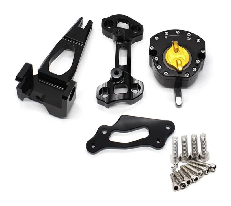 Dämpfer Stabilisator Für MT-09 Für MT09 Für Straße Für Rallye FZ-09 2014-2020 Stabilisator Mit Montage Halterung Unterstützung Kompatibel Mit Lenkungsdämpfer(Black+Gold) von ACEBSBGGAP