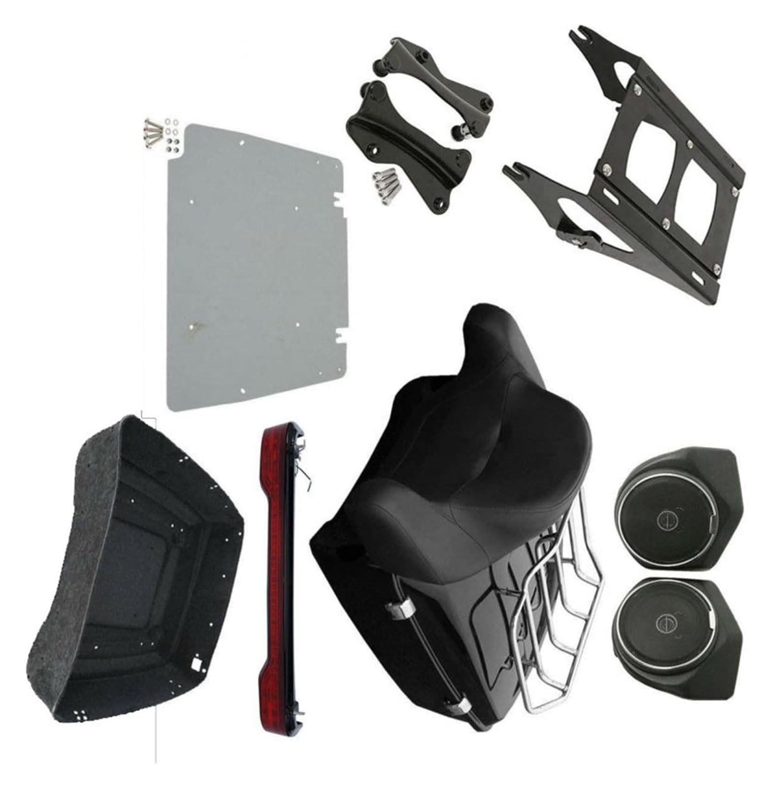 Gepäckträger Für H&Arley Für CVO Für Street Für Glide Für FLHXSE 2015-2021 Motorradpaket Kofferraumträger Rückenlehne Lautsprecher Rücklicht Motorradzubehör-Kit von ACEBSBGGAP