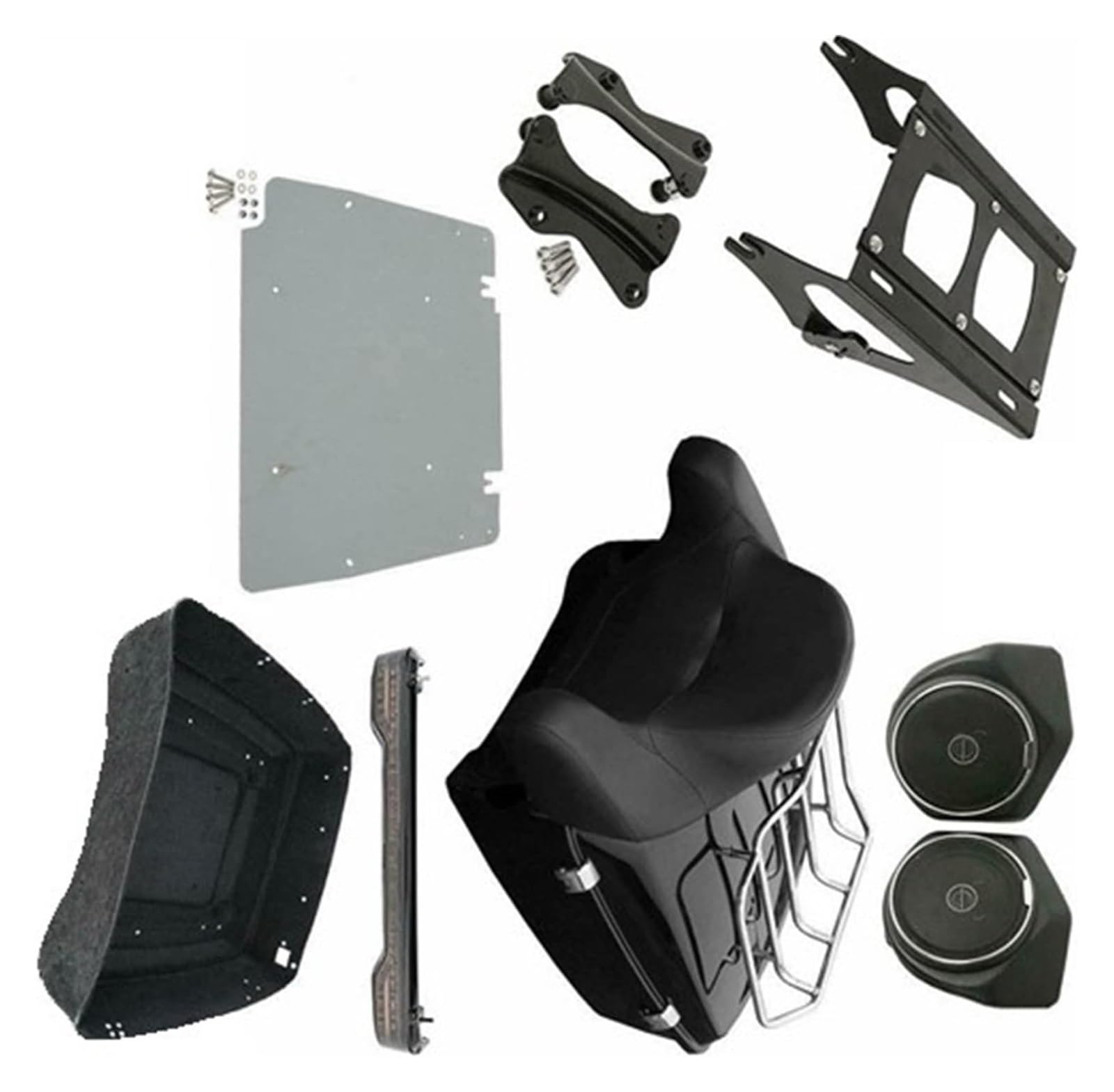 Gepäckträger Für H&Arley Für Road Für Glide Für FLTRX 2015-2021 Motorradpaket Kofferraumträger Rückenlehne Lautsprecher Rücklicht Motorradzubehör-Kit(C) von ACEBSBGGAP