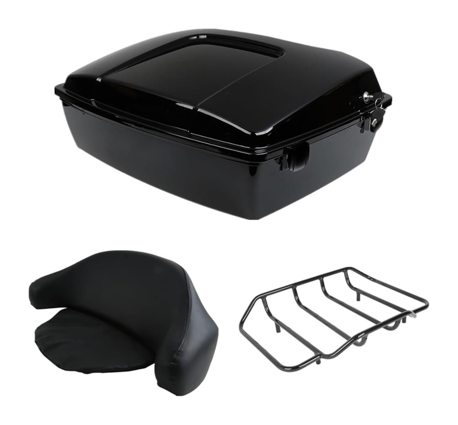 Gepäckträger Für H&Arley Für Touring 1997-2013 Gepäckträger Hinten Motorrad 10,7" Chopped Pack Trunk Set Motorrad Gepäckträger Hinten(Schwarz) von ACEBSBGGAP