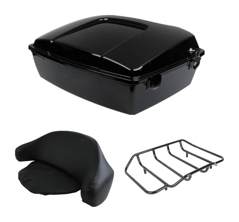 Gepäckträger Für H&Arley Für Touring 1997-2013 Gepäckträger Hinten Motorrad 10,7" Chopped Pack Trunk Set Motorrad Gepäckträger Hinten(Schwarz) von ACEBSBGGAP