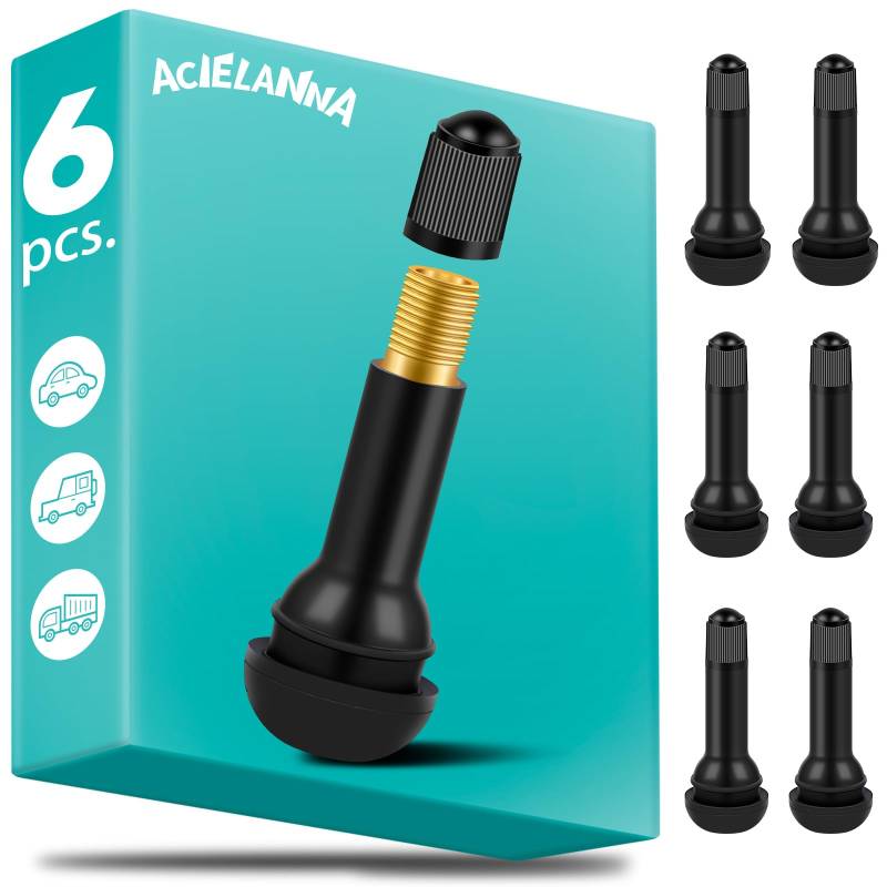 6 Stück TR414 Gummi Ventile, Universal Autoventil, Snap-In Gummiventile, Reifenventil, Autoreifen Ventil, Gummiventil Reifen für Motorräder, Meist Auto von ACIELANNA