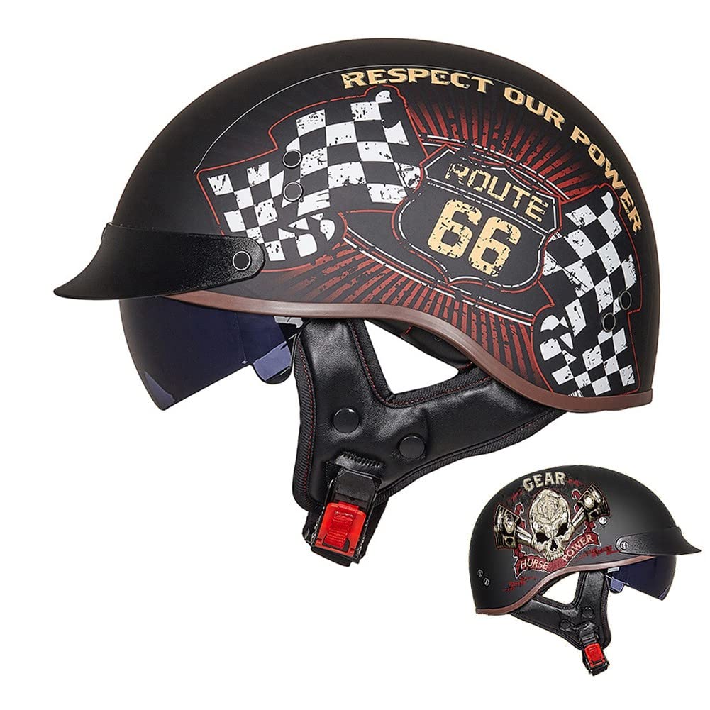 ACLFFSHOP Halbschalenhelm mit ECE, Retro Helm Jethelm, Jet-Helmhalbhelm Scooter-Helm Offenem Helm, Chopper Helm mit Sonnenblende Herausnehmbares Atmungsaktives Futter M~XXL ACLFFSHOP Halbschalenhelm mit ECE, Retro Helm Jethelm, Jet-Helmhalbhelm Scooter-Helm Offenem Helm, Chopper Helm mit Sonnenblende Herausnehmbares Atmungsaktives Futter M~XXL von ACLFFSHOP