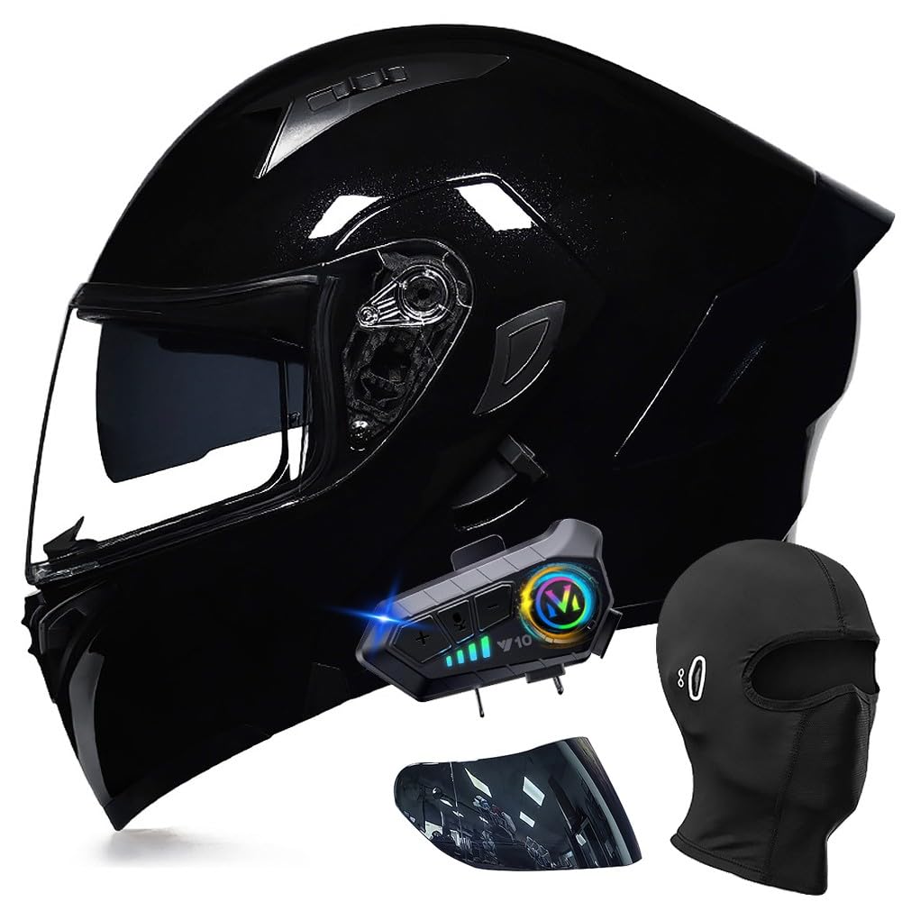 ACLFFSHOP Motorradhelm mit Bluetooth Klapphelm Modulare Helm, ECE Zertifiziert Integralhelm mit Doppelvisier, mit Eingebautem Mikrofon für Automatische Reaktion, für Erwachsene Frauen Männer ACLFFSHOP Motorradhelm mit Bluetooth Klapphelm Modulare Helm, ECE Zertifiziert Integralhelm mit Doppelvisier, mit Eingebautem Mikrofon für Automatische Reaktion, für Erwachsene Frauen Männer von ACLFFSHOP
