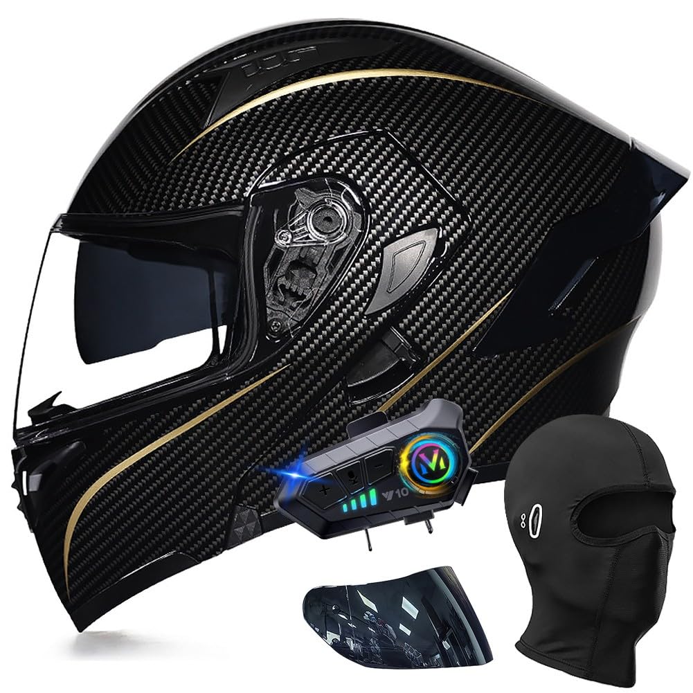 ACLFFSHOP Motorradhelm mit Bluetooth Klapphelm Modulare Helm, ECE Zertifiziert Integralhelm mit Doppelvisier, mit Eingebautem Mikrofon für Automatische Reaktion, für Erwachsene Frauen Männer ACLFFSHOP Motorradhelm mit Bluetooth Klapphelm Modulare Helm, ECE Zertifiziert Integralhelm mit Doppelvisier, mit Eingebautem Mikrofon für Automatische Reaktion, für Erwachsene Frauen Männer von ACLFFSHOP