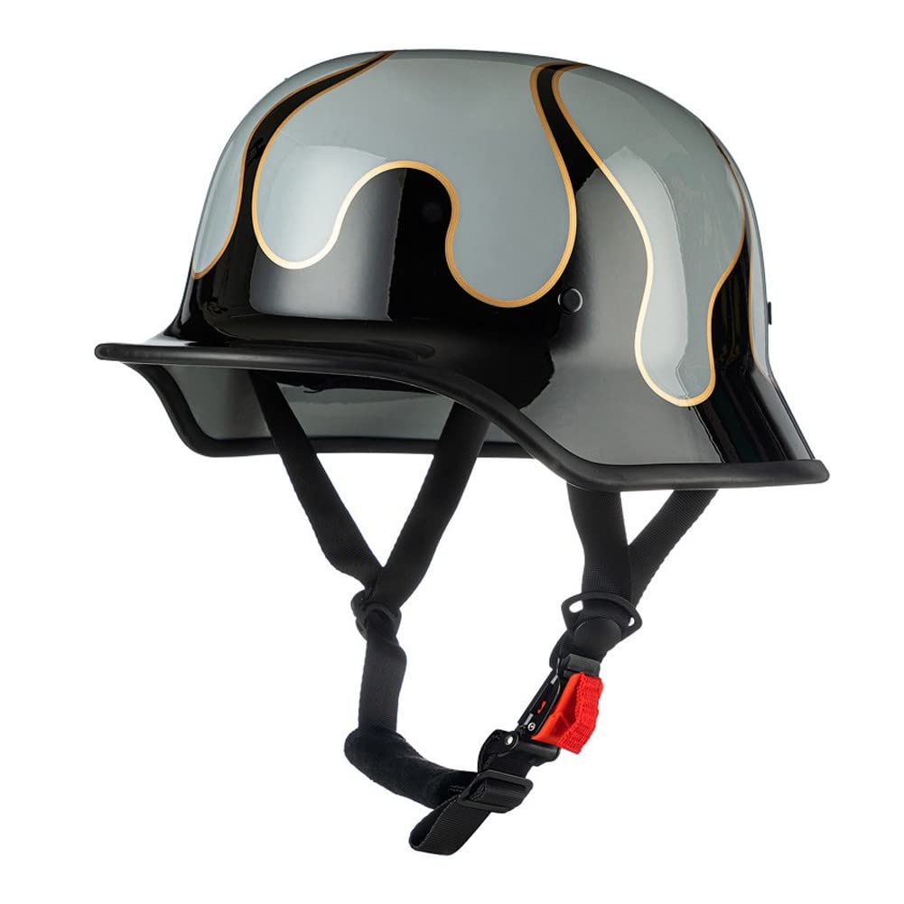 Vintage Deutsche Motorrad Halbhelme mit ECE, Jethelm Retro, Chopper Helm, Scooter-Helm, Fahrradhelm, mit Herausnehmbares Innenfutter und Schnellverschlussschnallen M~XXL 57~64CM Vintage Deutsche Motorrad Halbhelme mit ECE, Jethelm Retro, Chopper Helm, Scooter-Helm, Fahrradhelm, mit Herausnehmbares Innenfutter und Schnellverschlussschnallen M~XXL 57~64CM von ACLFFSHOP