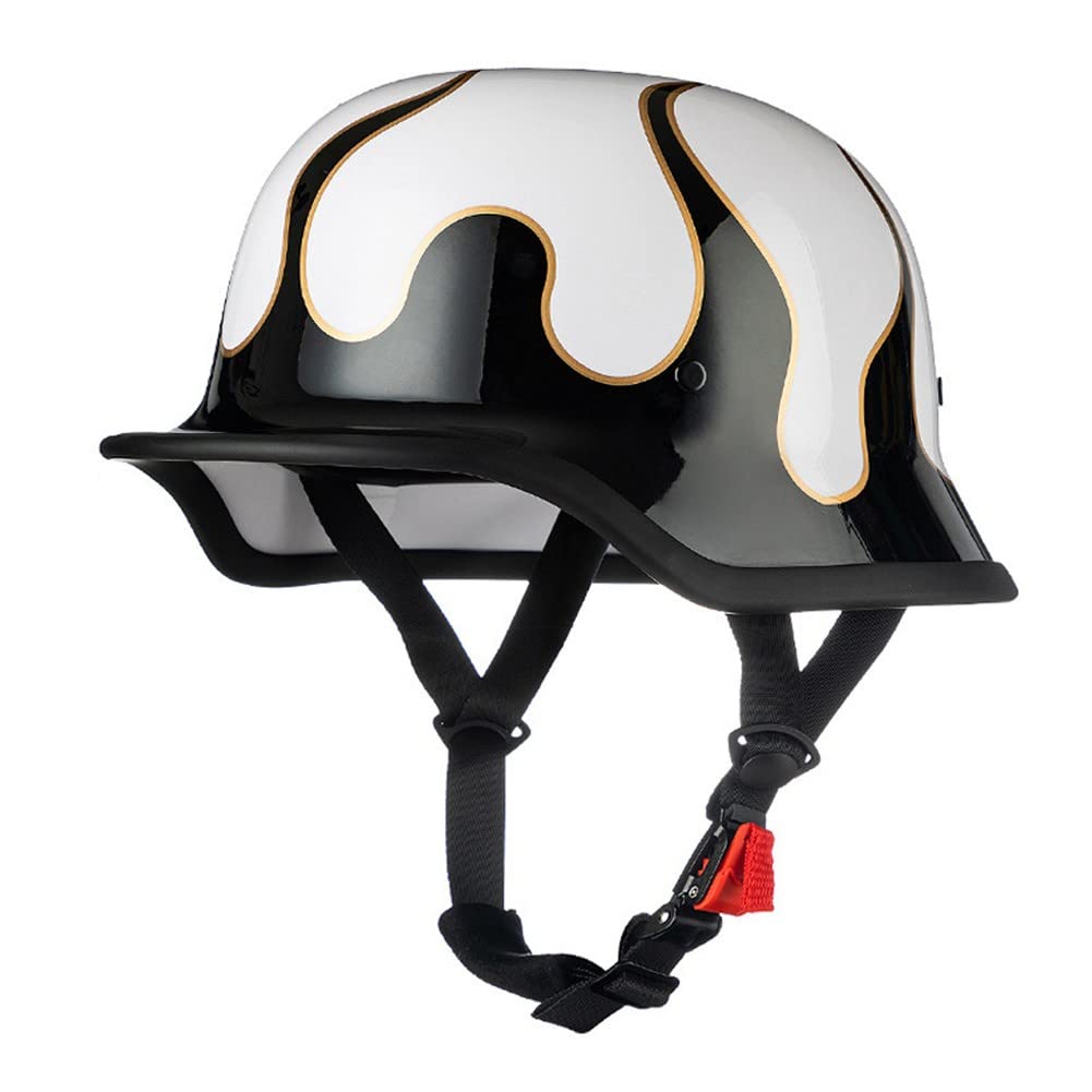 Vintage Deutsche Motorrad Halbhelme mit ECE, Jethelm Retro, Chopper Helm, Scooter-Helm, Fahrradhelm, mit Herausnehmbares Innenfutter und Schnellverschlussschnallen M~XXL 57~64CM Vintage Deutsche Motorrad Halbhelme mit ECE, Jethelm Retro, Chopper Helm, Scooter-Helm, Fahrradhelm, mit Herausnehmbares Innenfutter und Schnellverschlussschnallen M~XXL 57~64CM von ACLFFSHOP