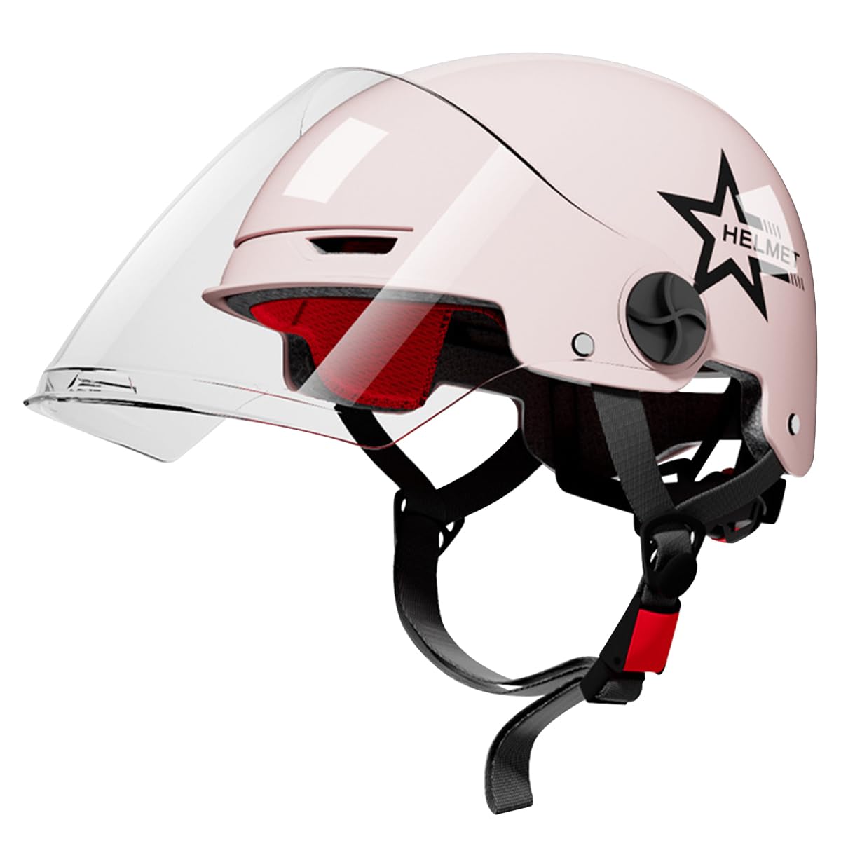 ACMEDE Mofa Helm Herren Halbschale Motorradhelm Mit Schutzbrille Jethelm Roller-Helm Scooter-Helm Biker Cruiser Brain-Cap für Moped Helm Für den Sommer 56CM-63CM von ACMEDE