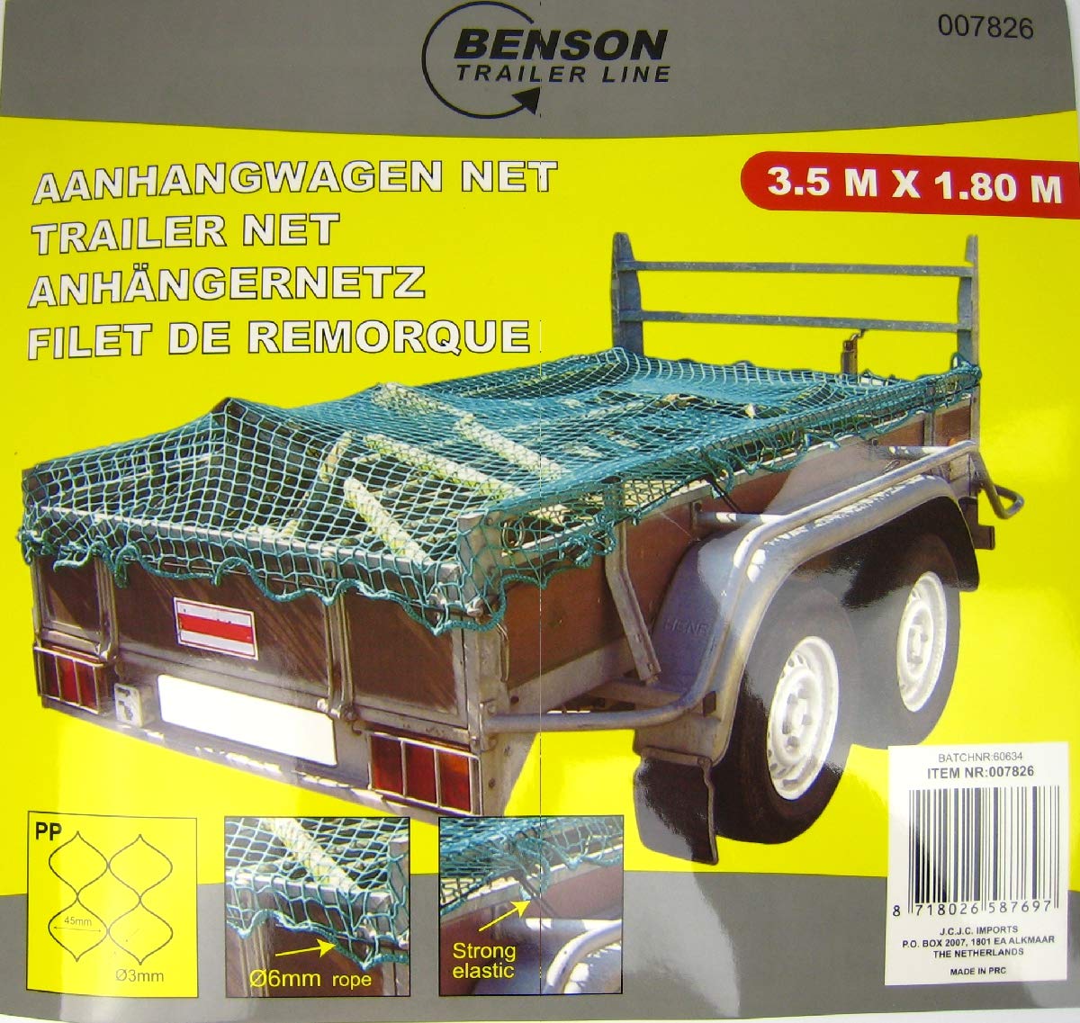 Anhängernetz Dehnbar Elastisch Gepäcknetz für PKW Anhänger 3,5 X 1,8 Meter von Benson Tools