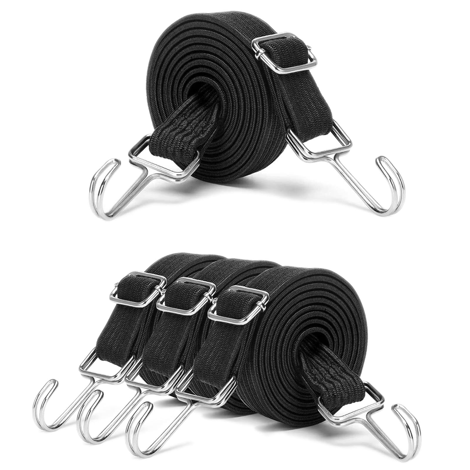 Verstellbar Spanngummi mit Haken, 1M Spanngummi mit Haken, Expander mit Metallhaken, Flach Gepäckspanner Gummiseil, Verstellbar Gepäckspanner Breit für Sackkarre Fahrrad Motorrad Camping, Schwarz von ACONDE