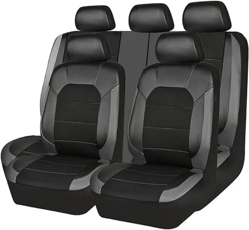 9 Stück Auto Sitzbezüge für Hyundai Kona 1.6 CRDi, Schonbezüge Vorne Hinten Auto-Schonbezüge Leder Wasserdicht Sitzschoner,B-Grey von ACRUZ