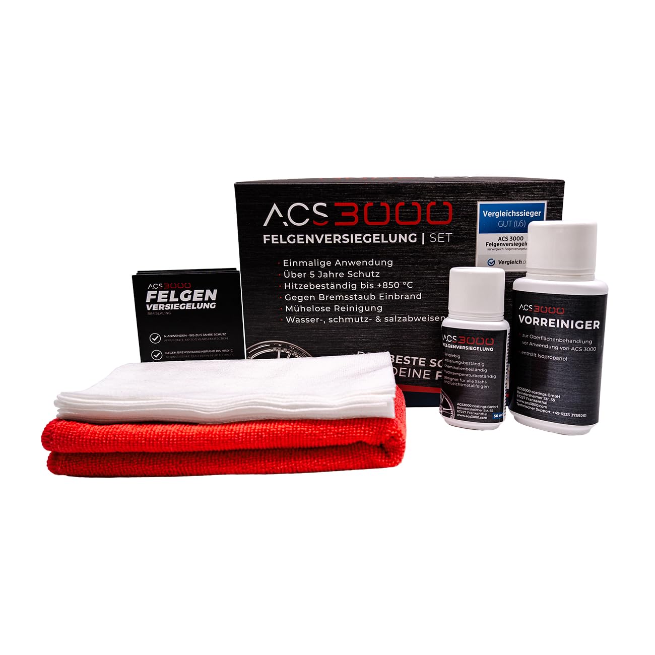 ACS3000 Felgenversiegelung Set. 5 Jahre Hochglanz und Schutz vor Salz, Bremsstaub und Verschmutzung bis +850°C bei einmaliger Anwendung. Set mit Vorreiniger, Handschuhen, Tüchern und Felgenversiegelung (50 ml) ACS3000 Felgenversiegelung Set. 5 Jahre Hochglanz und Schutz vor Salz, Bremsstaub und Verschmutzung bis +850°C bei einmaliger Anwendung. Set mit Vorreiniger, Handschuhen, Tüchern und Felgenversiegelung (50 ml) von ACS 3000