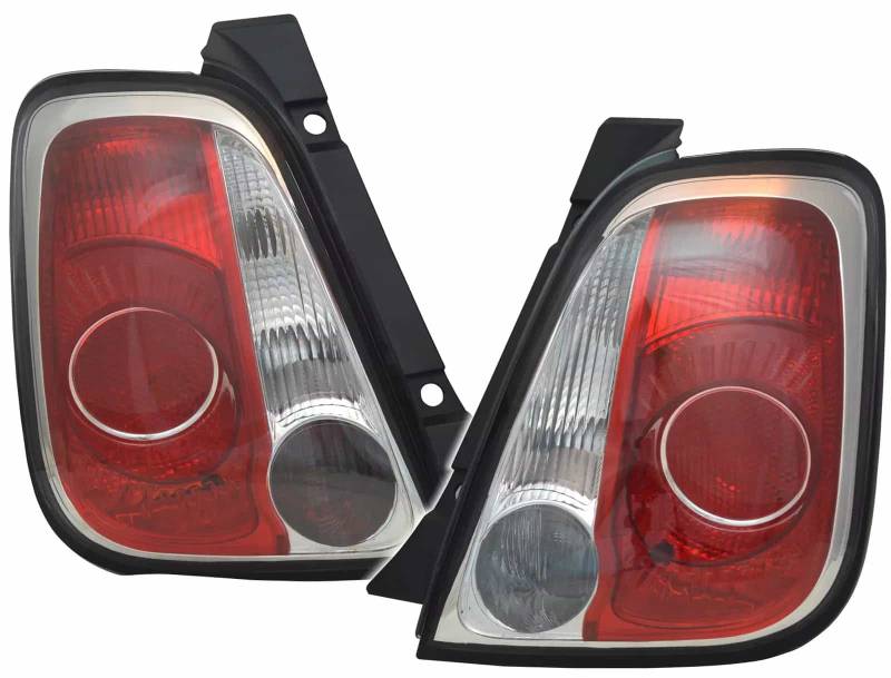 Rückleuchten Heckleuchten Rot / Rand Schwarz LINKS + RECHTS für Fiat 500 ab 2007-07/2015 von AD TUNING GmbH & Co. KG