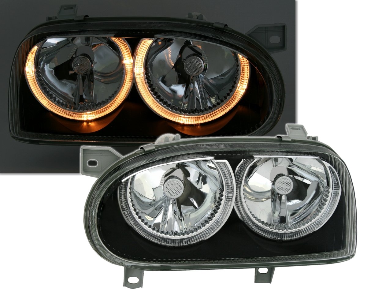 Depo Angel Eyes Scheinwerfer Set Klarglas Schwarz mit Standlichtringen Depo Angel Eyes Scheinwerfer Set Klarglas Schwarz mit Standlichtringen von AD Tuning GmbH & Co. KG