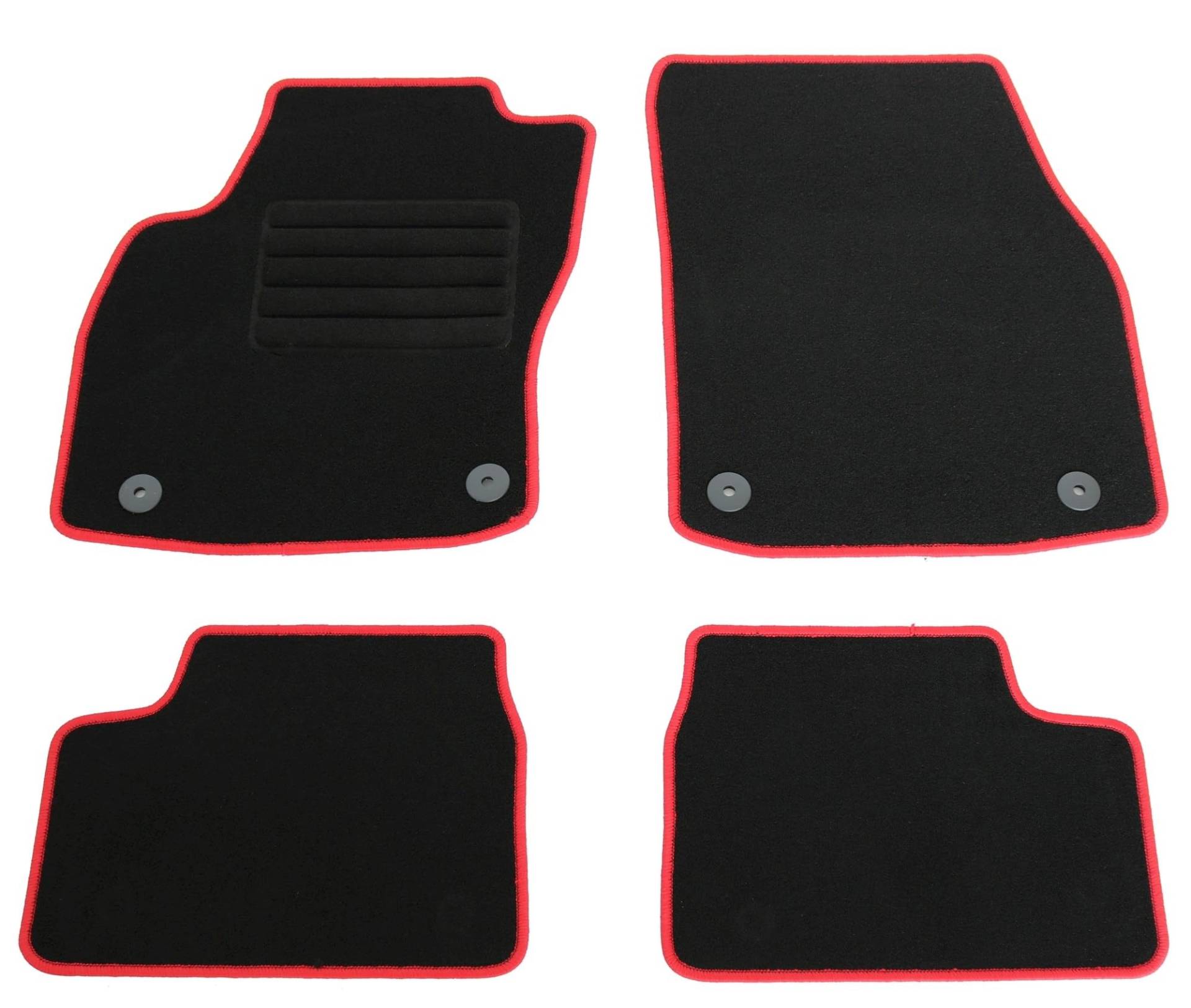 AD Tuning HG10905-ROT Fußmatten Set (4-teilig) Autoteppiche Schwarz/Rand Rot von AD Tuning