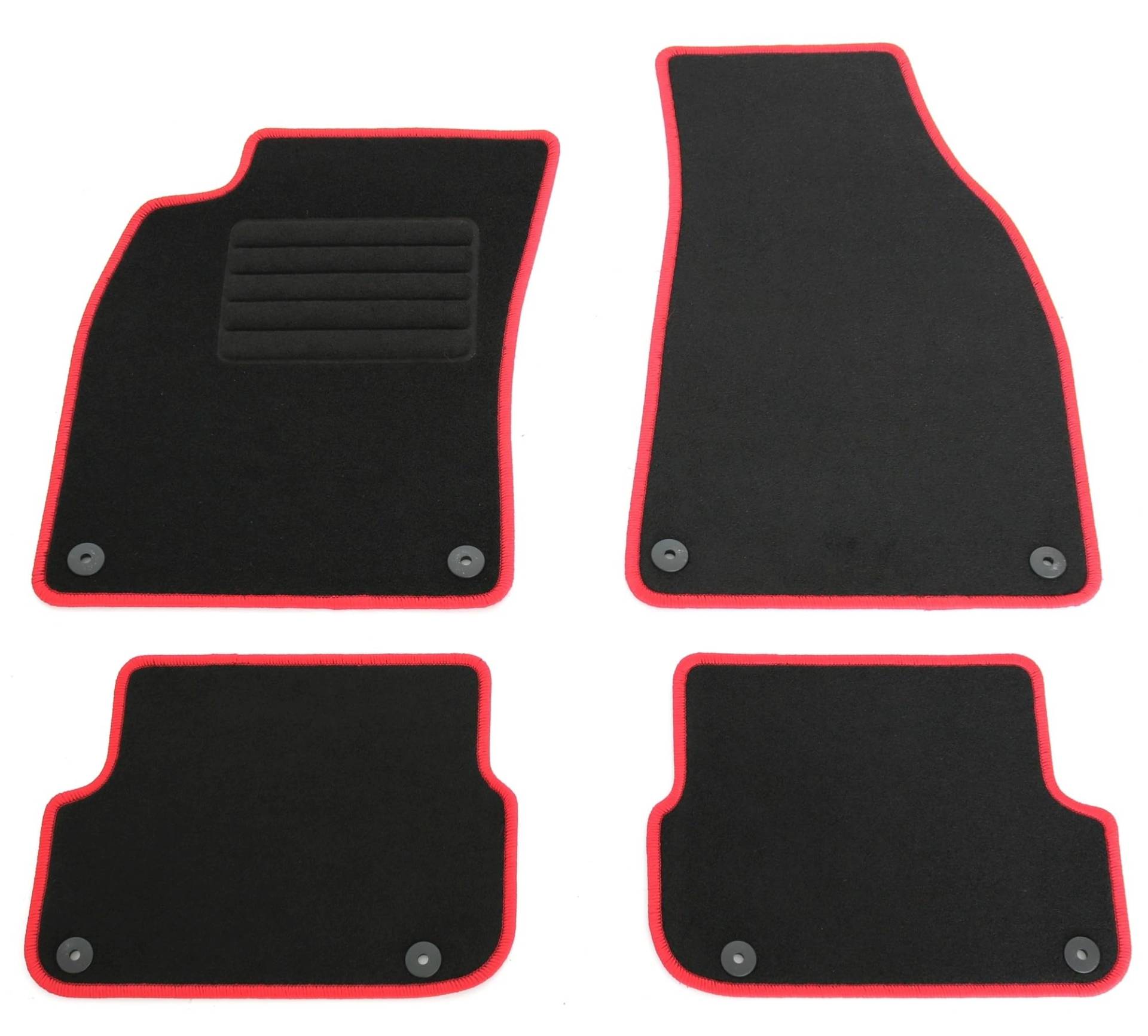 AD Tuning HG12021-ROT Fußmatten Set (4-teilig) Autoteppiche Schwarz / Rand Rot von AD Tuning