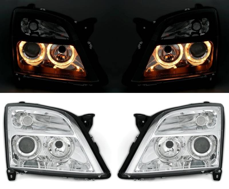 Depo Angel Eyes Scheinwerfer Set Klarglas Chrom mit Standlichtringe von AD Tuning GmbH & Co. KG