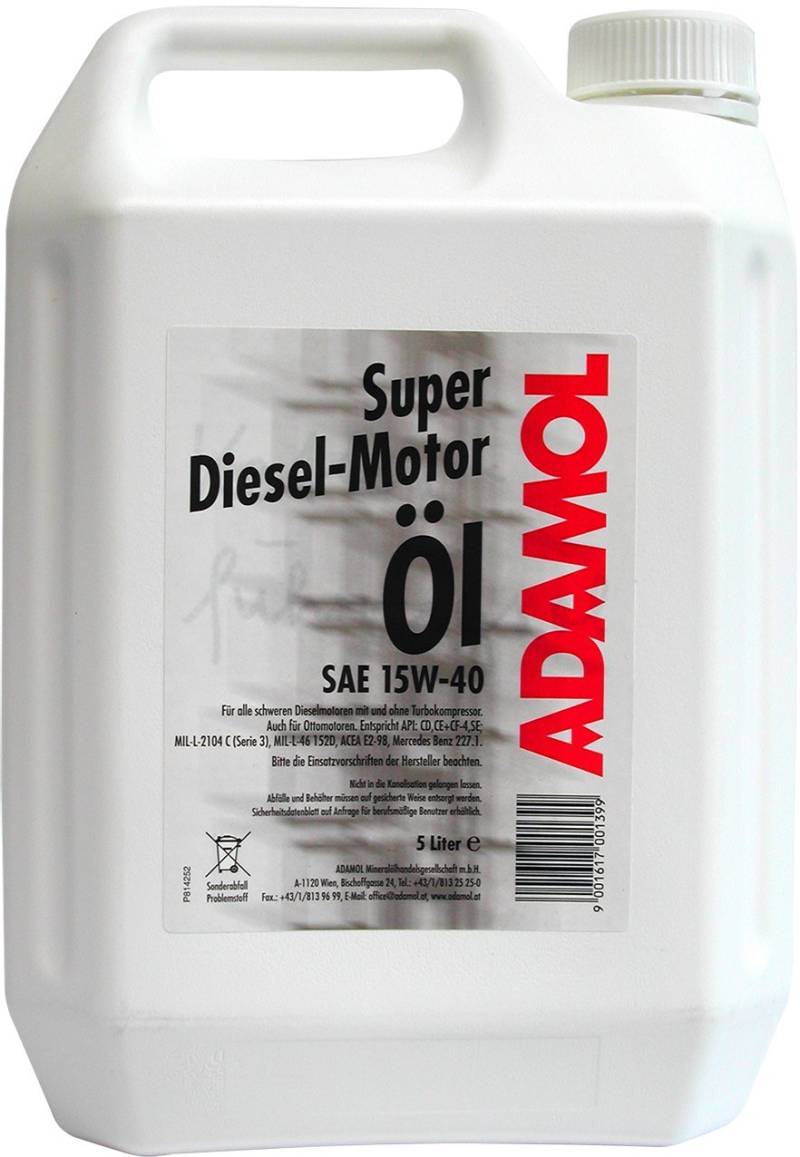 ADAMOL 1896 01230139 Diesel Motoröl S3 15W-40 5L von ADAMOL 1896