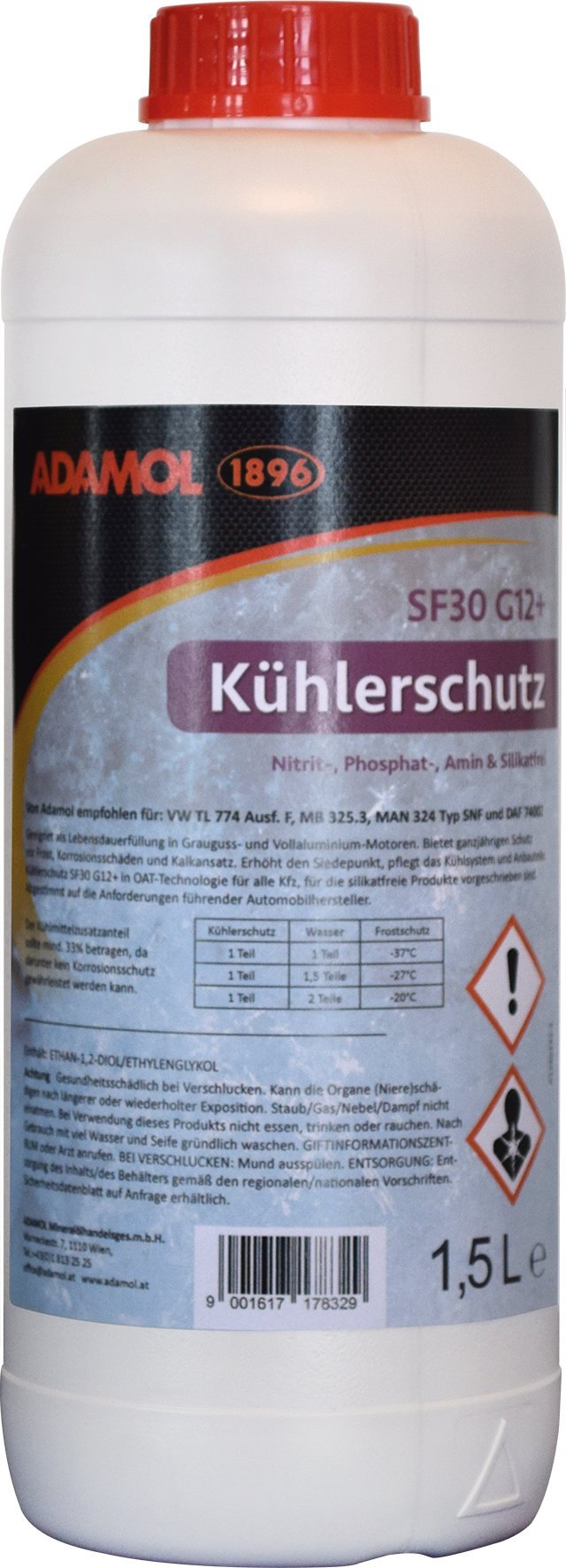 ADAMOL 1896 01260332 Kühlerschutz SF30 G12 Plus, 1.5 L von ADAMOL 1896