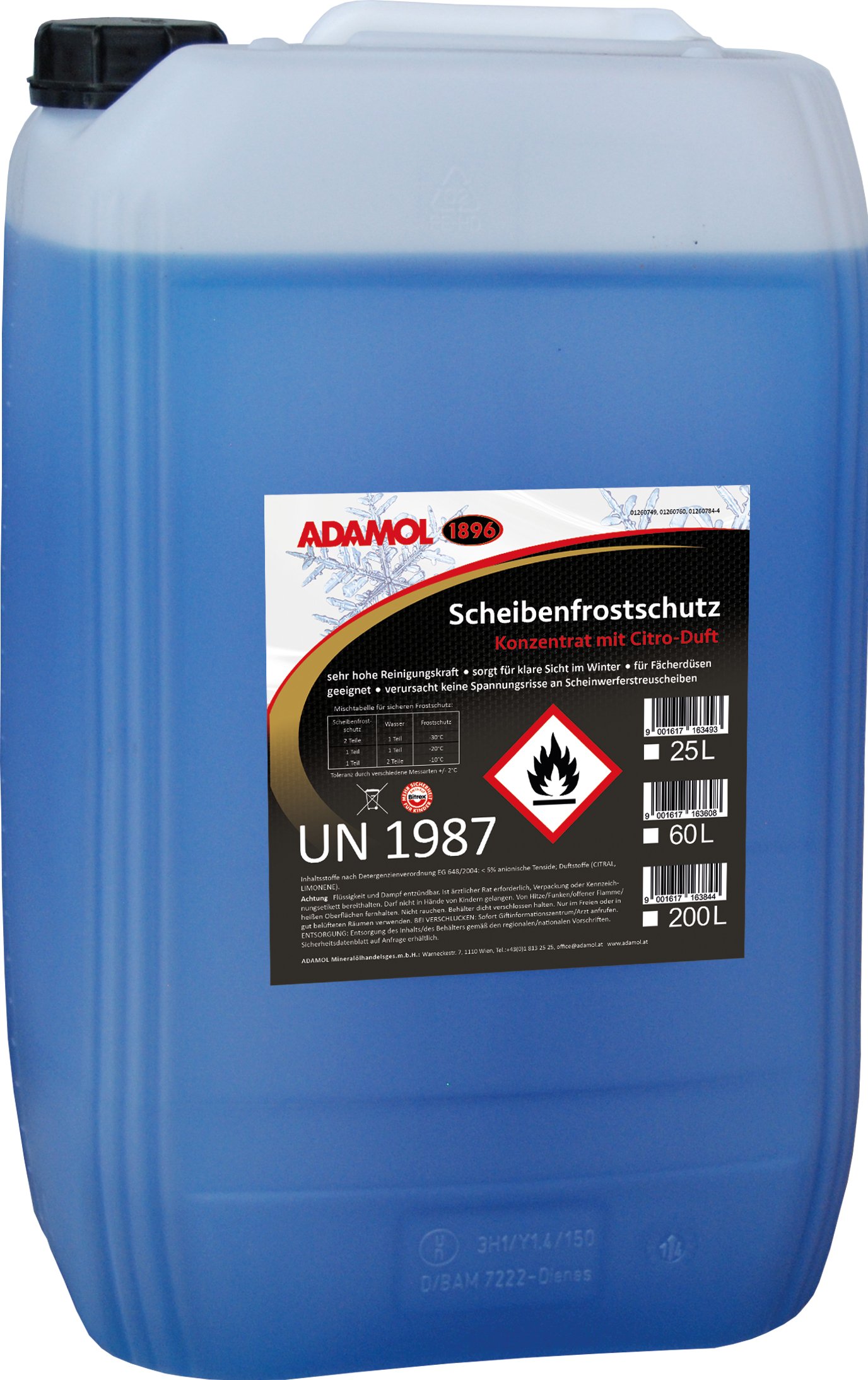 ADAMOL 1896 01260749 Scheibenfrostschutz Konzentrat 25L von ADAMOL 1896