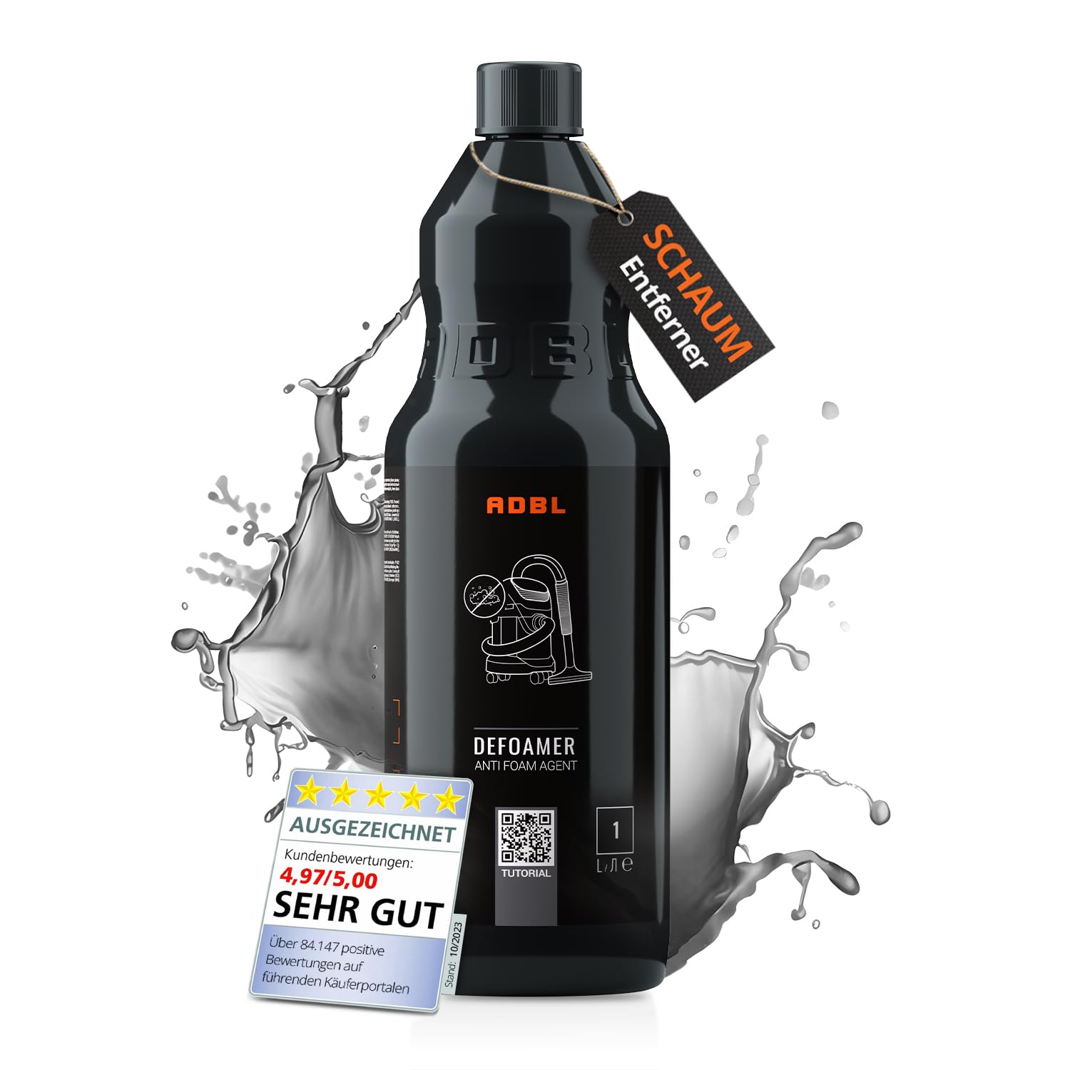 ADBL Defoamer (1L) - Hocheffizientes Antischaummittel für Nasssauger - Verlängert die Betriebszeit durch Reduzierung von Schaum in Schmutzwassertanks - Zusatz für Polster und Textilreiniger ADBL Defoamer (1L) - Hocheffizientes Antischaummittel für Nasssauger - Verlängert die Betriebszeit durch Reduzierung von Schaum in Schmutzwassertanks - Zusatz für Polster und Textilreiniger von ADBL