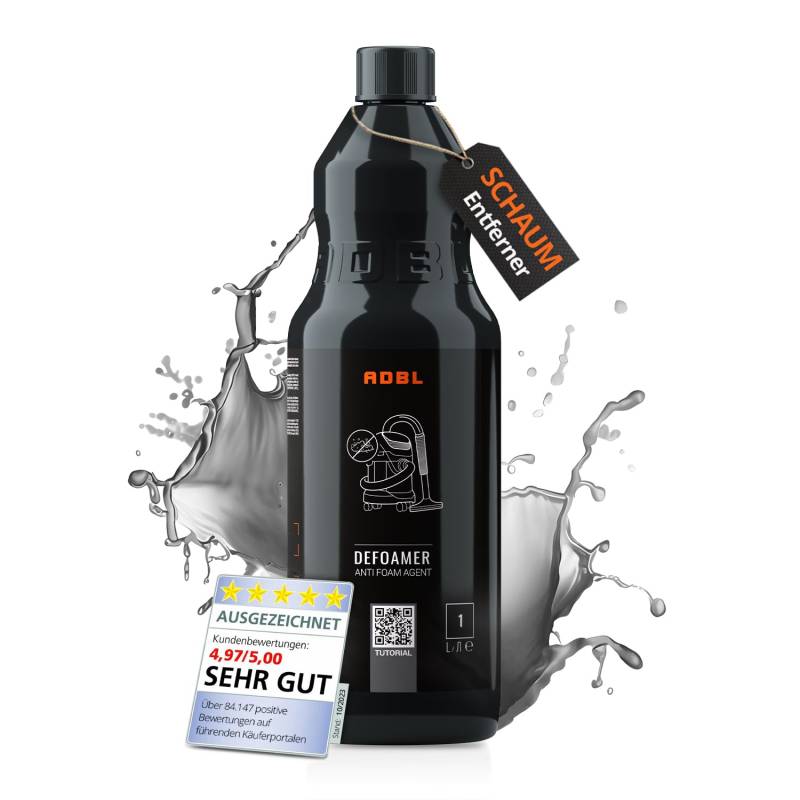 ADBL Defoamer (1L) - Hocheffizientes Antischaummittel für Nasssauger - Verlängert die Betriebszeit durch Reduzierung von Schaum in Schmutzwassertanks - Zusatz für Polster und Textilreiniger von ADBL