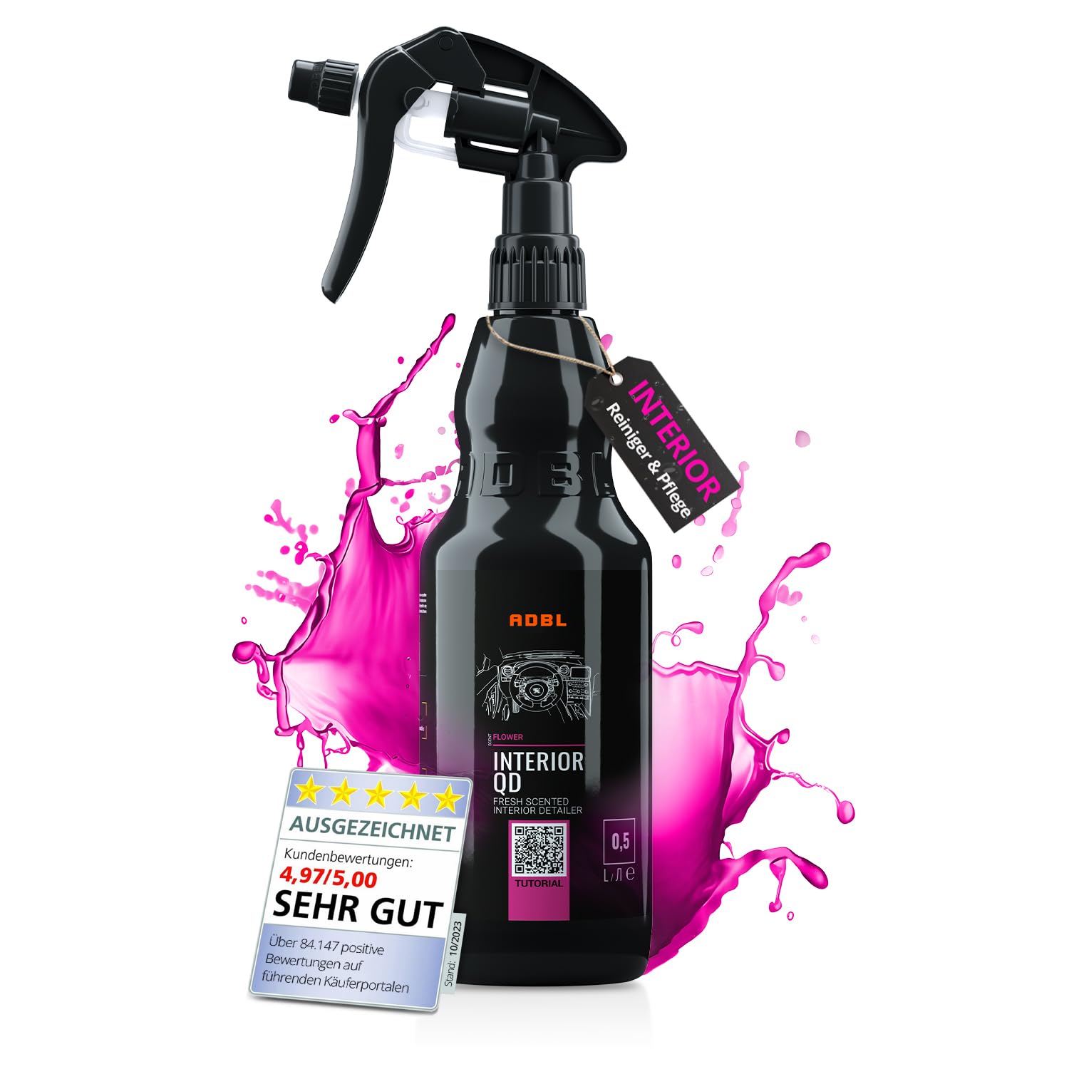 ADBL Interior QD (500ml) - Innenraum Detailer mit Frische Duft - Reinigt und Schützt - Antistatisch mit UV-Schutz - Für alle Interior Oberflächen - Quick Detailer für den Fahrzeuginnenraum ADBL Interior QD (500ml) - Innenraum Detailer mit Frische Duft - Reinigt und Schützt - Antistatisch mit UV-Schutz - Für alle Interior Oberflächen - Quick Detailer für den Fahrzeuginnenraum von ADBL