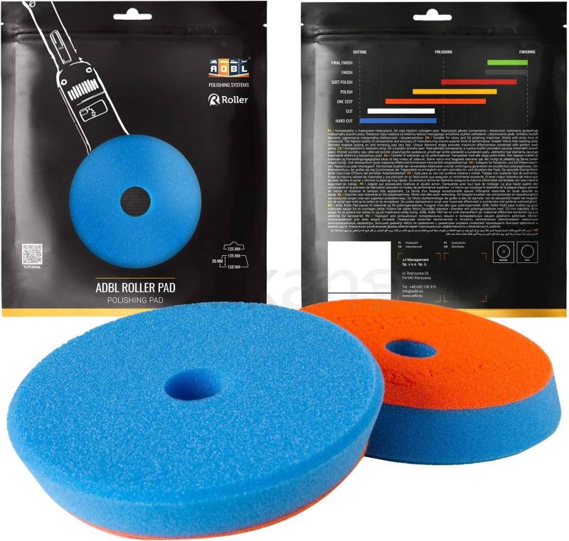 ADBL Roller Pad-DA Cut Polierpad - Polierschwamm für Ø125mm Stützteller - Profi Polierpad mit Klettverschluss - Polierschwamm, Auto Polieren, Schwamm Polierteller von ADBL