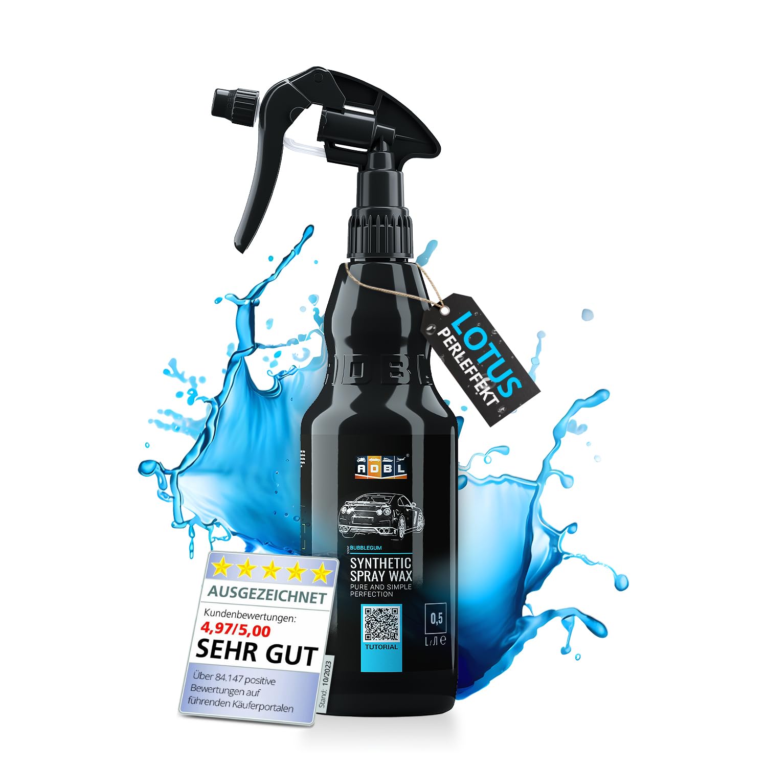 ADBL Synthetic Spray Wax Auto Wachs: Premium Sprühwachs Versiegelung mit Abperl-Effekt - Duftnote: Bubblegum | 500ml - Jetzt mit Canyon Trigger! von ADBL