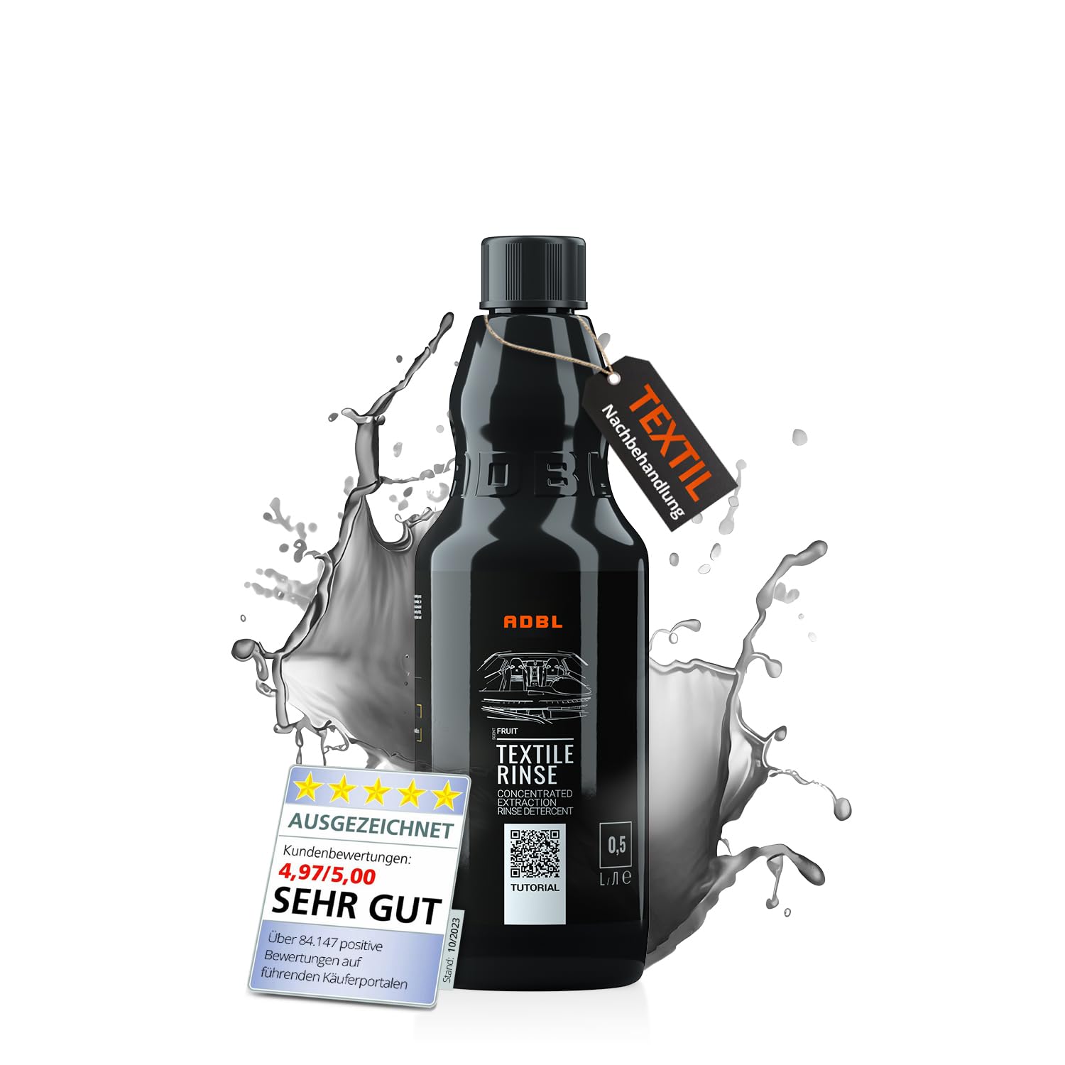 ADBL Textile Rinse (500ml) - Hochwirksamer Textilreiniger für Extraktionsgeräte - Entfernt Rückstände und neutralisiert Oberflächen - Schaumreduzierend und pH-neutral - Nachbehandlung Polsterreiniger ADBL Textile Rinse (500ml) - Hochwirksamer Textilreiniger für Extraktionsgeräte - Entfernt Rückstände und neutralisiert Oberflächen - Schaumreduzierend und pH-neutral - Nachbehandlung Polsterreiniger von ADBL