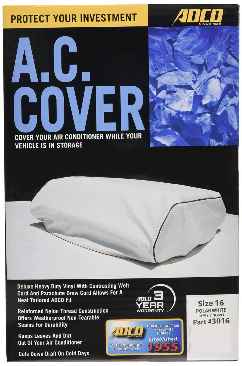 ADCO Weiß Klimaanlagenabdeckung Größe 16 RV Wetterfest Vinyl Jersey-Rückseite Kordelzug von ADCO
