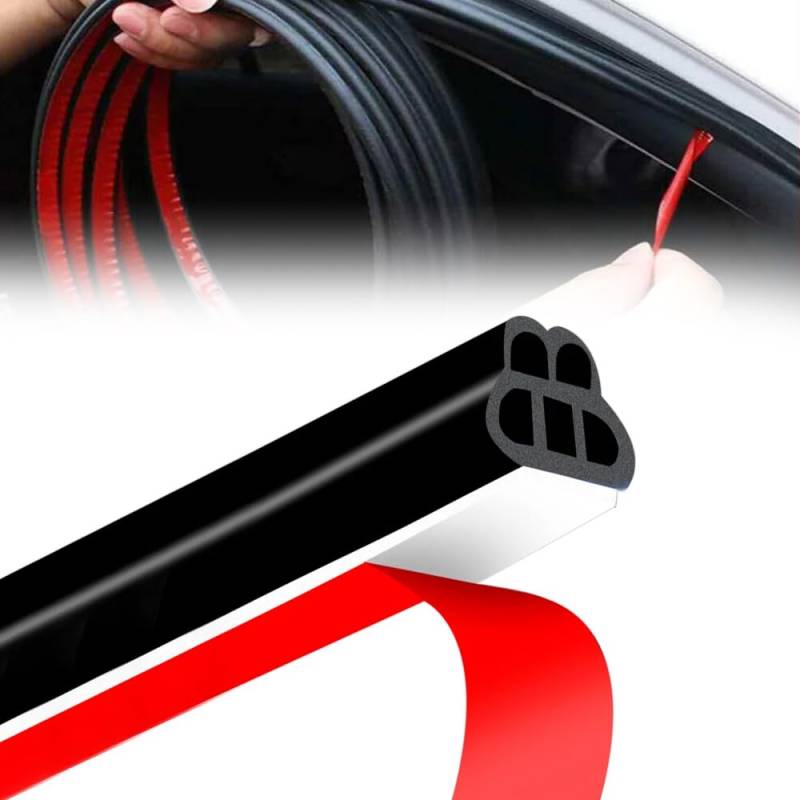 ADDLIVE Auto Türdichtung Selbstklebend, 20 m Schalldichter Dichtungsstreifen für Autos, Gummidichtung Selbstklebend, Dichtungsstreife Türdichtung Auto Türschutz 5 Löcher Förmig für die Meisten Autos von ADDLIVE
