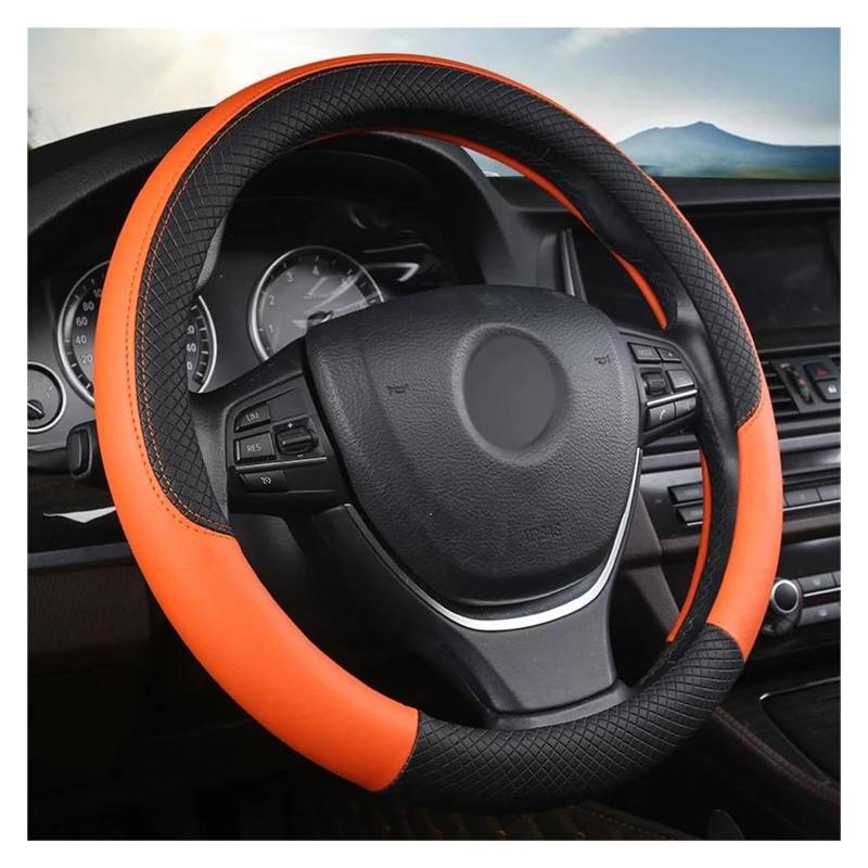 Lenkradabdeckung Leder Auto Lenkrad Abdeckung Spaß Volante Für VW Für T4 Für T5 Für T6 Für Multivan Für Caravelle Auto Innen Zubehör Auto Lenkradschoner (Farbe : Orange) von ADDUE