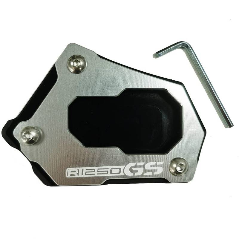 Silber Motorrad Side Kickstand Fuß Seitenständer Verlängerung Vergrößert Platte Kompatibel mit BMW R1250GS ADV LC Rallye 2018-2021 von ADEADE