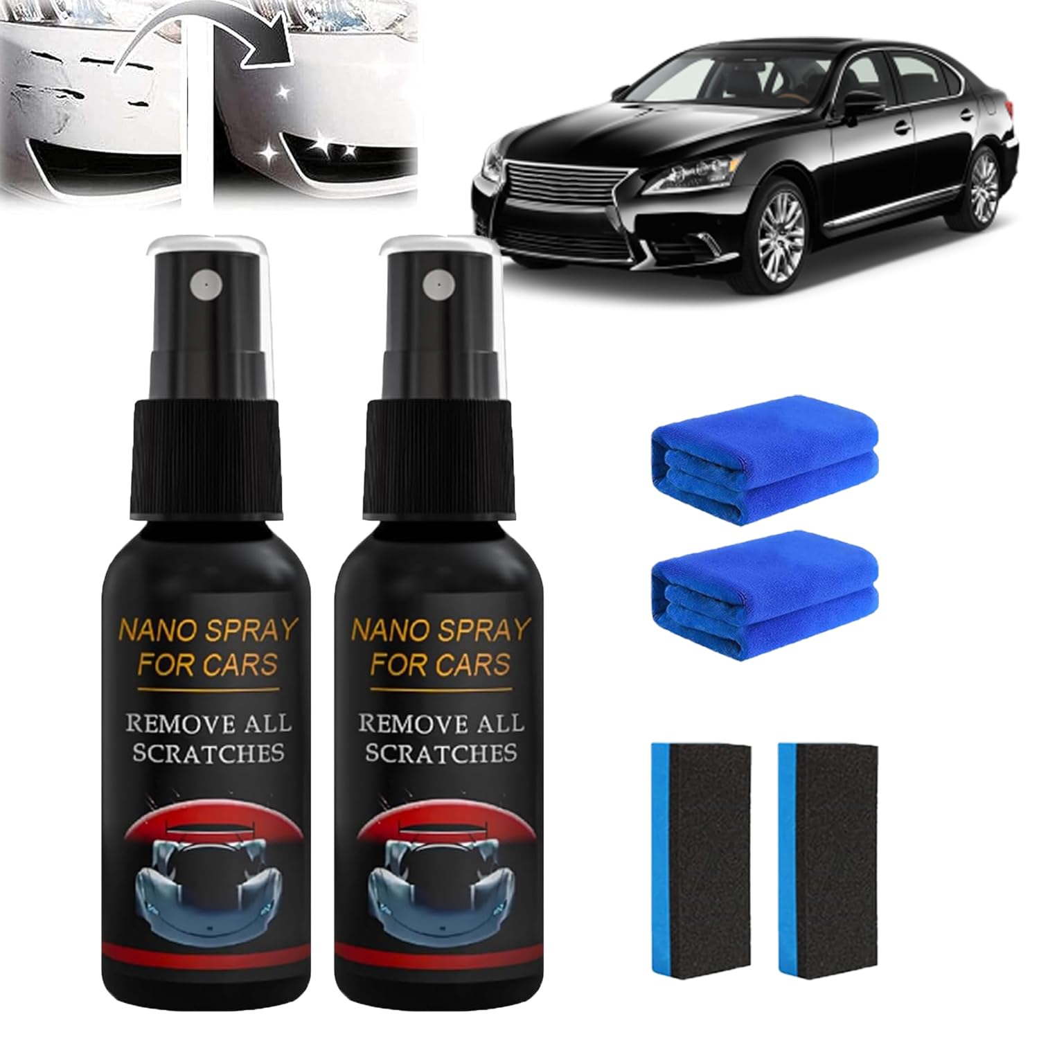 ADFUGE Fluxfade Nano Car Spray, Nuracoat Nano-autospray, Nuracoat Nano Car Spray, Nurafix Auto Spray Kratzer Entfernen, Fluxfade Nano-autospray, Nano-autosprays Remove All Scratches (2 stücke) von ADFUGE