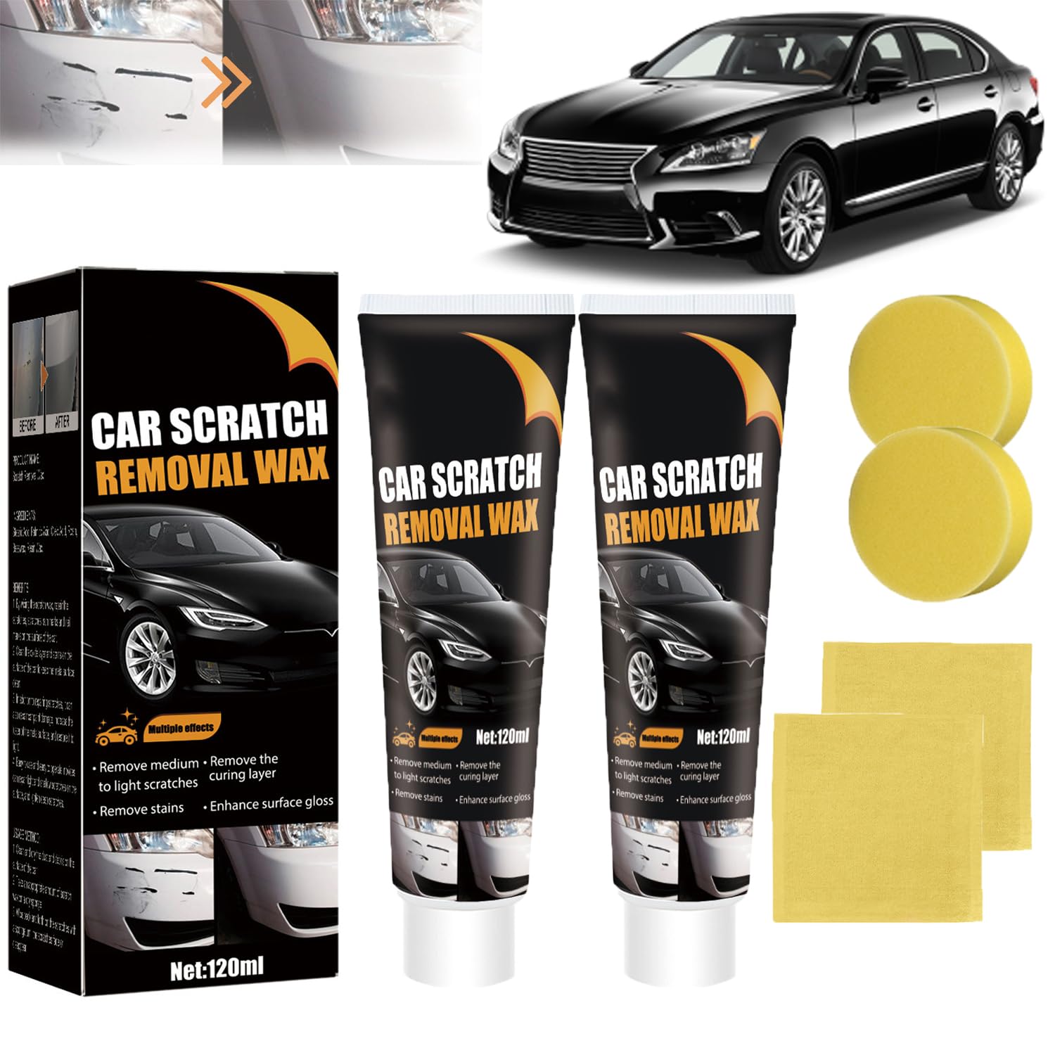Klebstoff für die Reparatur von Kratzern an Autos, Auto-Kratzer-Reparaturpaste, Kratzer-Reparaturwachs für das Auto, professionelles Auto-Kratzer-Polierwachs-Entferner-Kit (2 STÜCKE) von ADFUGE
