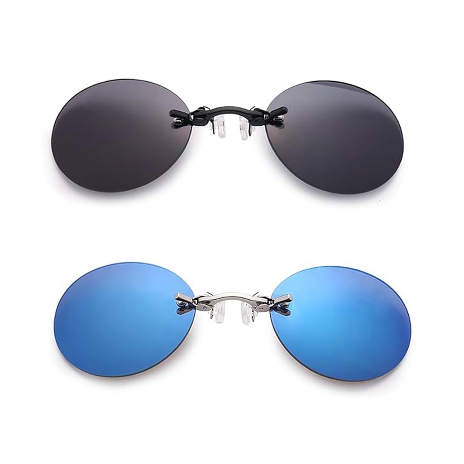 Troyers Ultralight Rimless Retro Round Clip on Nose Sunglasses,Retro Round Clip On Nose Glasses for Men & Women (2PCS A) von ADFUGE
