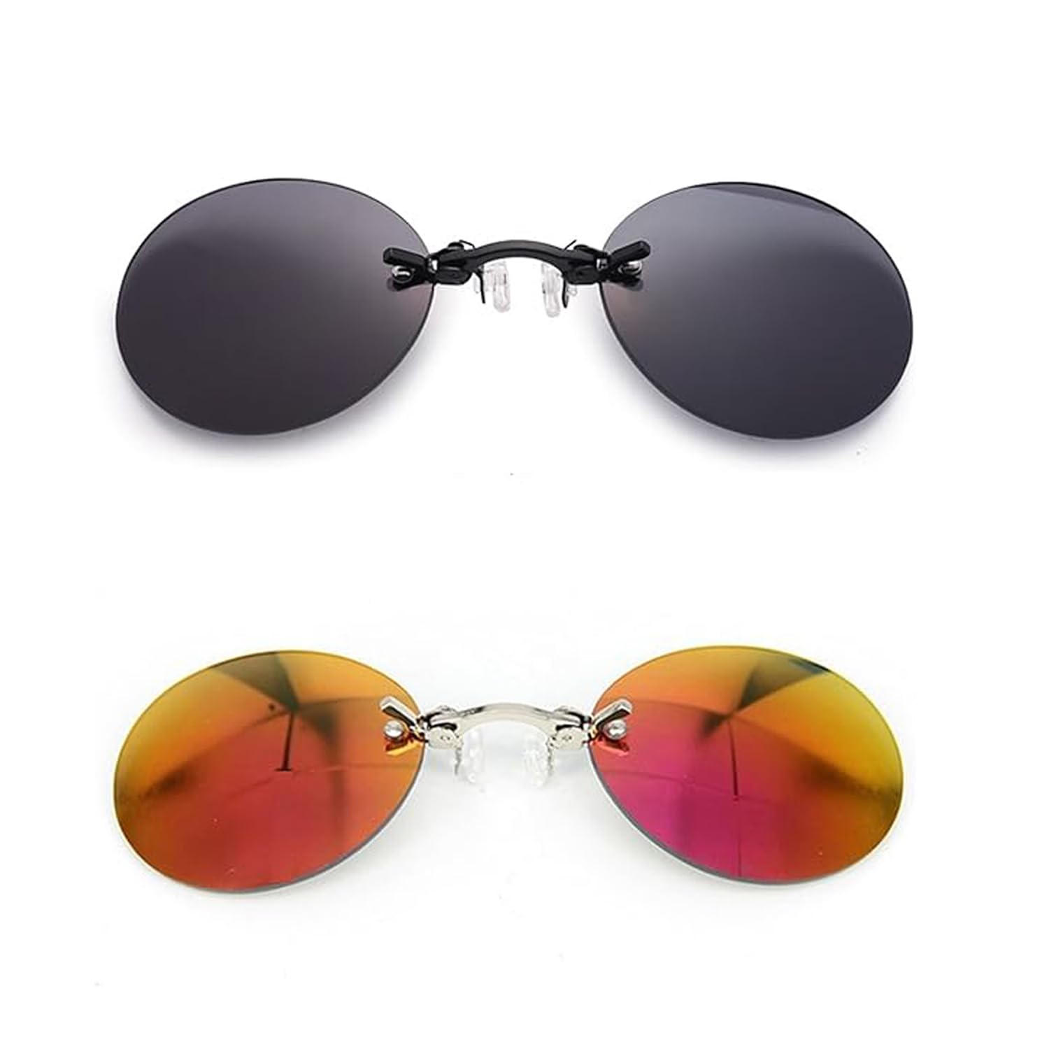 Troyers Ultralight Rimless Retro Round Clip on Nose Sunglasses,Retro Round Clip On Nose Glasses for Men & Women (2PCS C) von ADFUGE